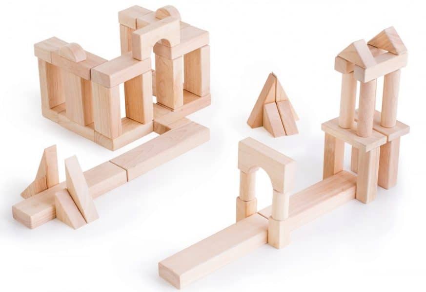 stages of block play-functional building with wooden unit blocks