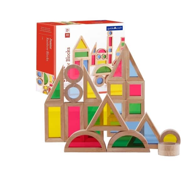 wooden building blocks for toddlers - Guidecraft rainbow blocks jr.