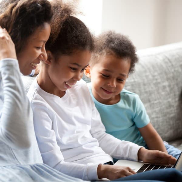 screen time for kids-positive use of technology-family virtually learning together
